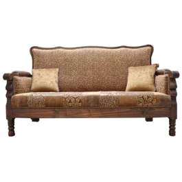 Sofa-de-madera-con-tapizado-de-piel-y-diseño-de-leopardo