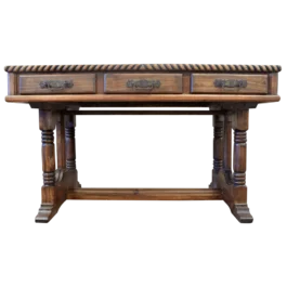 escritorio-de-madera-con-borde-tallado-y-patas-torneadas